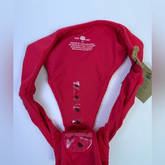 NWT Free People x Toast Swim Bikini Bundle Green, Coral And Rainbow Rib Sz XS - Picture 6 of 11